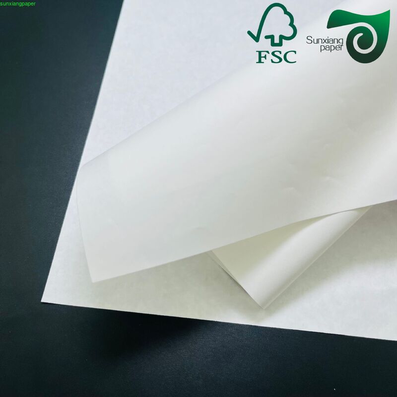 FSC 50gsm Bleached White Greaseproof Paper Food Grade For KFC Wrapping  Food Packaging