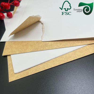 এফএসসি সার্টিফাইড ৩২৫ গ্রাম ফুড গ্রেড ক্রাফ্ট পেপার সাদা লেপযুক্ত সামনের ব্রাউন পিছনের কুমারী পলপ