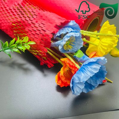 FSC 100gsm Honeycomb Wrap Red White  Eco Friendly Fragile Packaging For E Commerce